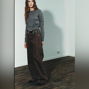 ZARA TRF Extra Wide Leg High Waist Jeans Denim 5-pocket Brown Women’s Size 6/29